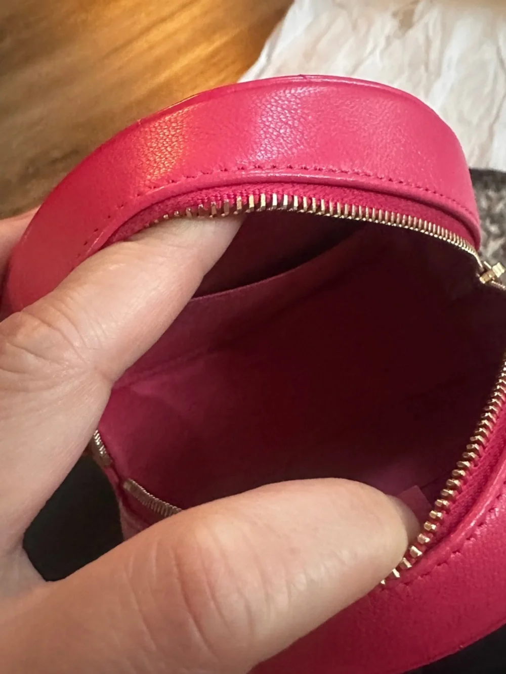 CHANEL Hot Pink Quilted Round Mini Crossbody with Gold Chain - Picture 11 of 16